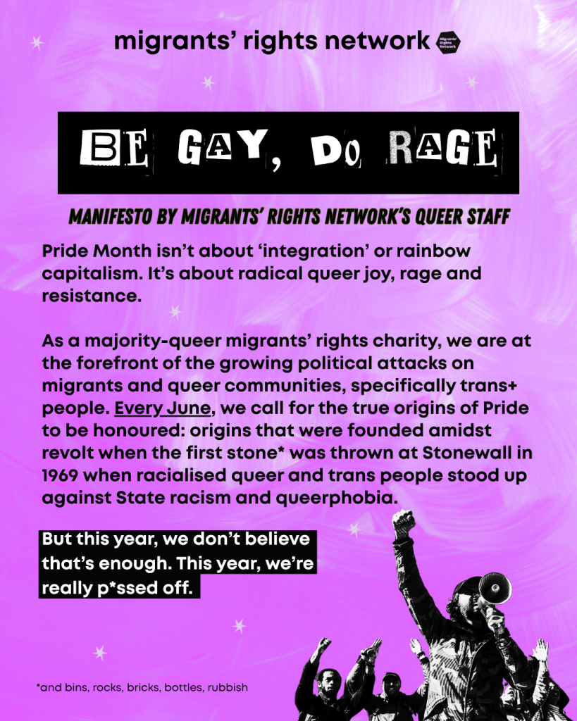 Pride Rage June 2025- Rage as Resistance - Migrants' Rights Network